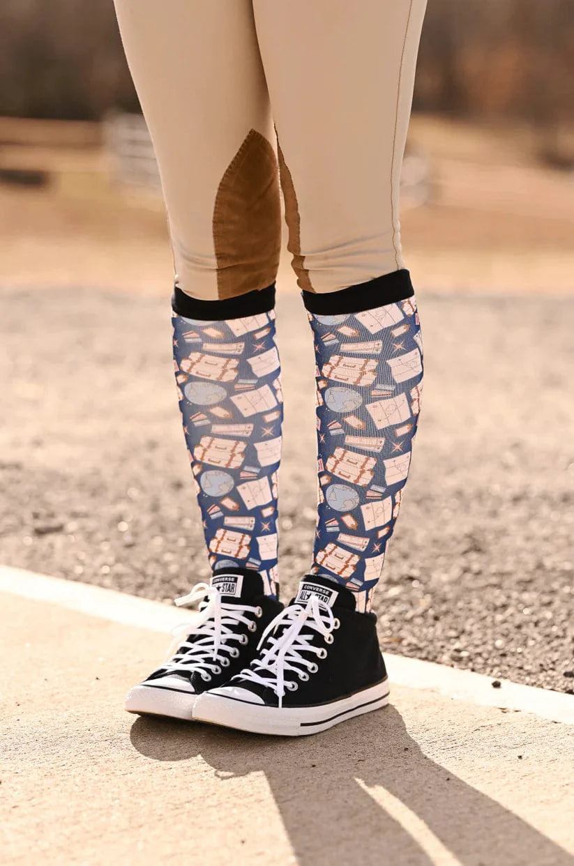 dreamers & schemers Boot Sock Dreamers & Schemers- Passport equestrian team apparel online tack store mobile tack store custom farm apparel custom show stable clothing equestrian lifestyle horse show clothing riding clothes Unicorns & Fluffy Clouds Horse Riding Boot Socks horses equestrian tack store