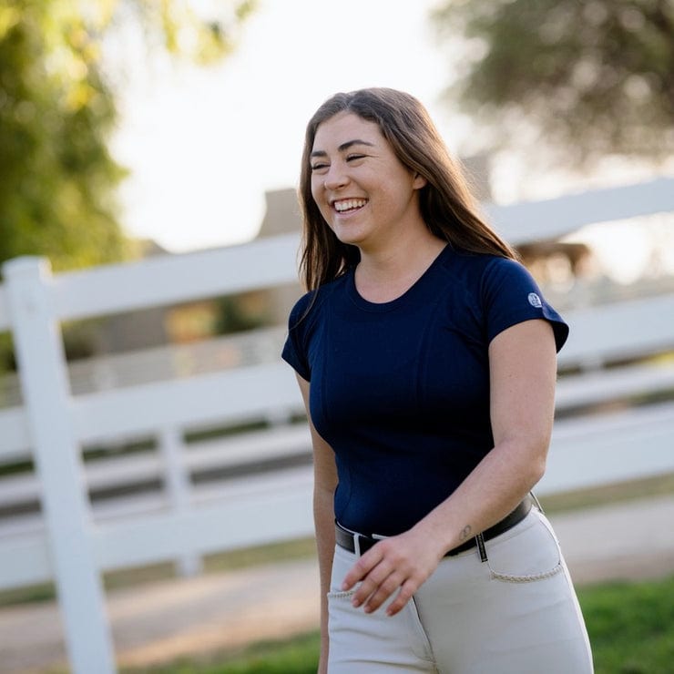 TKEQ Women's Casual Shirt TKEQ- Kennedy Seamless Short Sleeve Shirt - Navy equestrian team apparel online tack store mobile tack store custom farm apparel custom show stable clothing equestrian lifestyle horse show clothing riding clothes horses equestrian tack store