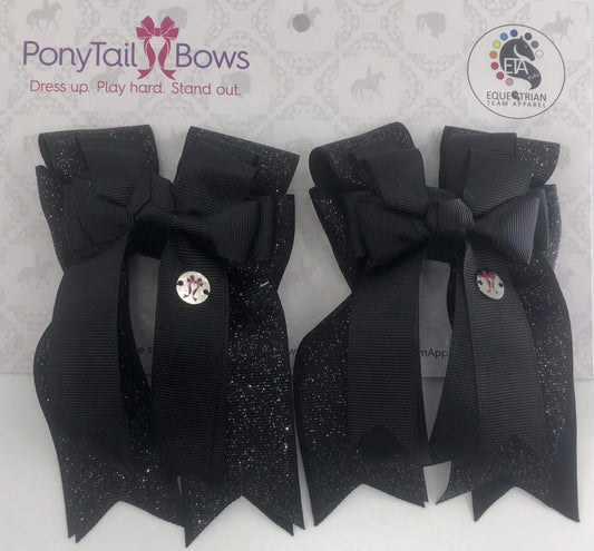 PonyTail Bows 3" Tails Black Solid PonyTail Bows equestrian team apparel online tack store mobile tack store custom farm apparel custom show stable clothing equestrian lifestyle horse show clothing riding clothes Abbie Horse Show Bows | PonyTail Bows | Equestrian Hair Accessories horses equestrian tack store