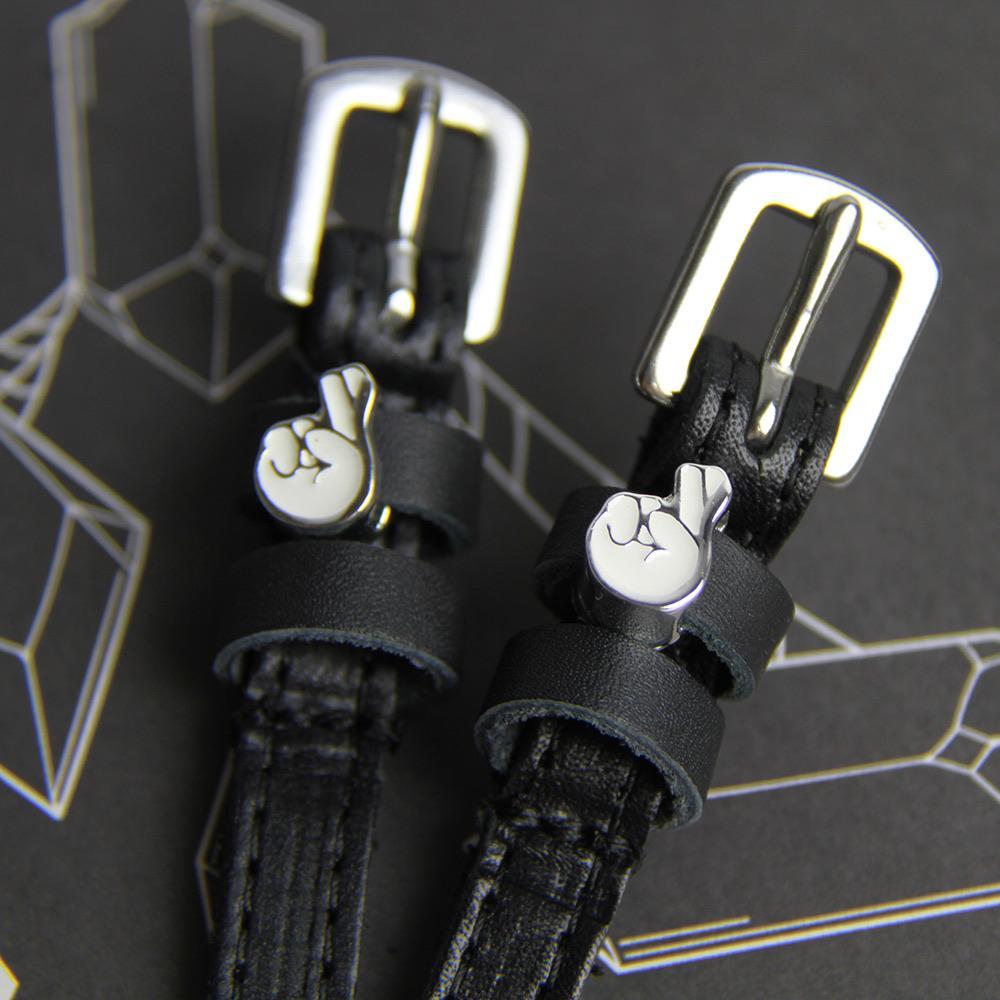 ManeJane Black Spur Straps Fingers Crossed Spur Straps equestrian team apparel online tack store mobile tack store custom farm apparel custom show stable clothing equestrian lifestyle horse show clothing riding clothes horses equestrian tack store