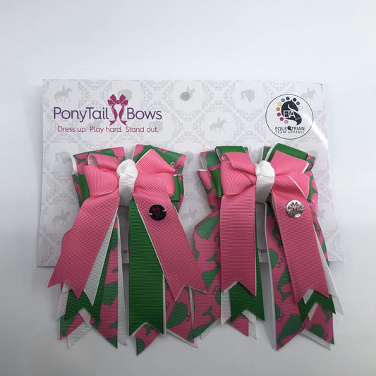 PonyTail Bows 3" Tails Green Whales PonyTail Bows equestrian team apparel online tack store mobile tack store custom farm apparel custom show stable clothing equestrian lifestyle horse show clothing riding clothes PonyTail Bows | Equestrian Hair Accessories horses equestrian tack store