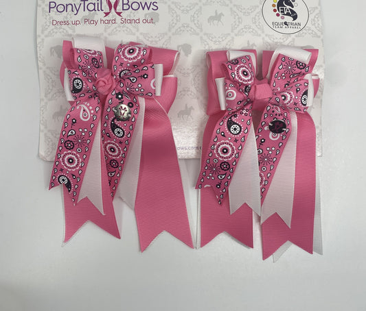 PonyTail Bows 3" Tails Hot Pink Bandana Bows equestrian team apparel online tack store mobile tack store custom farm apparel custom show stable clothing equestrian lifestyle horse show clothing riding clothes PonyTail Bows | Equestrian Hair Accessories horses equestrian tack store