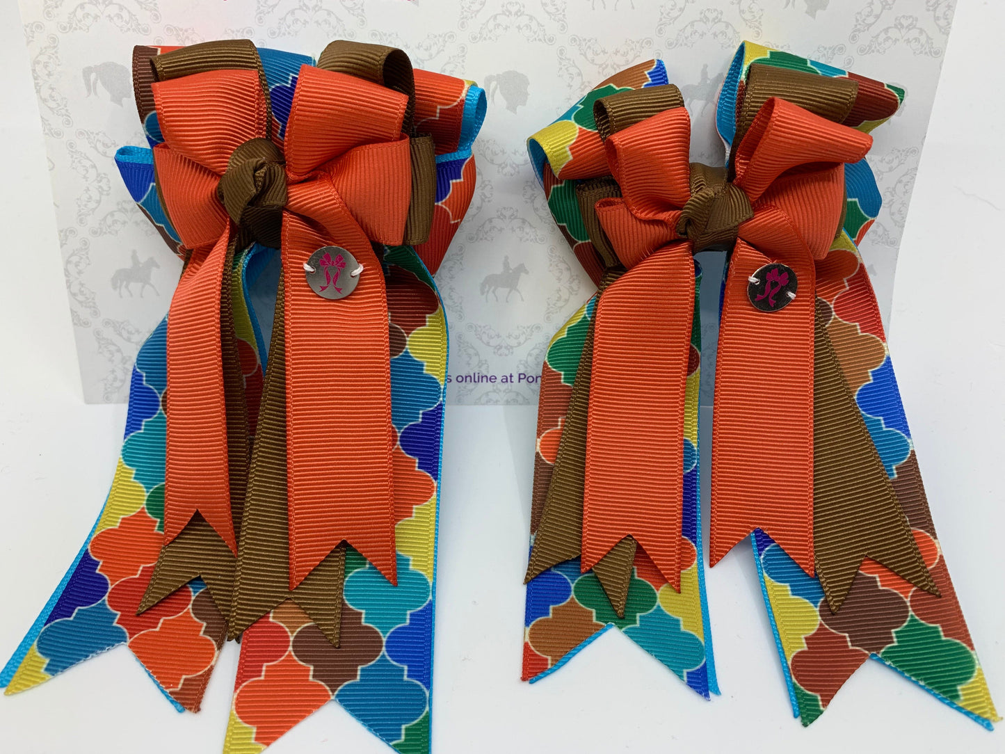 PonyTail Bows 3" Tails PonyTail Bows- Earth Moroccan equestrian team apparel online tack store mobile tack store custom farm apparel custom show stable clothing equestrian lifestyle horse show clothing riding clothes PonyTail Bows | Equestrian Hair Accessories horses equestrian tack store