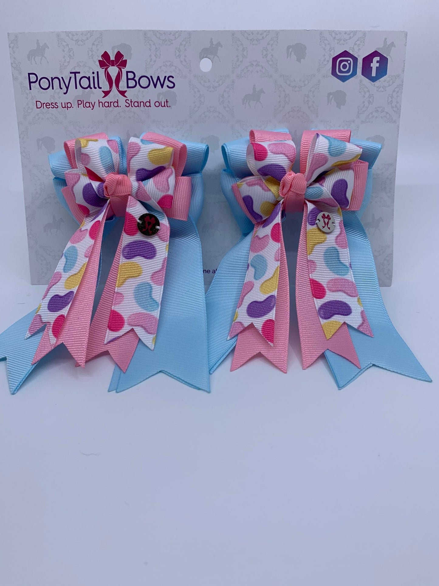 PonyTail Bows 3" Tails PonyTail Bows- Jellybean Spring equestrian team apparel online tack store mobile tack store custom farm apparel custom show stable clothing equestrian lifestyle horse show clothing riding clothes PonyTail Bows | Equestrian Hair Accessories horses equestrian tack store