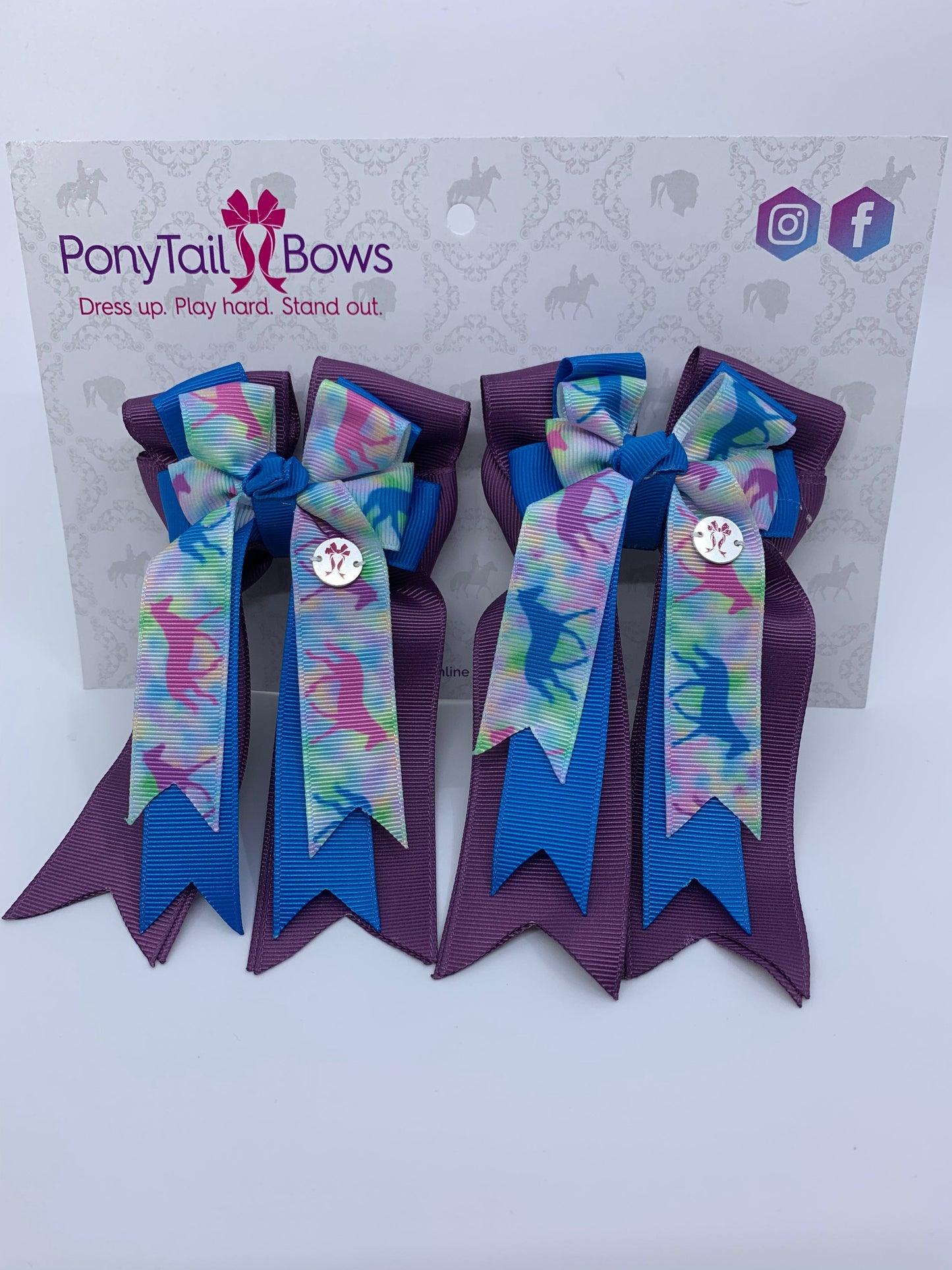 PonyTail Bows 3" Tails PonyTail Bows- Purple Blue Horses equestrian team apparel online tack store mobile tack store custom farm apparel custom show stable clothing equestrian lifestyle horse show clothing riding clothes PonyTail Bows | Equestrian Hair Accessories horses equestrian tack store