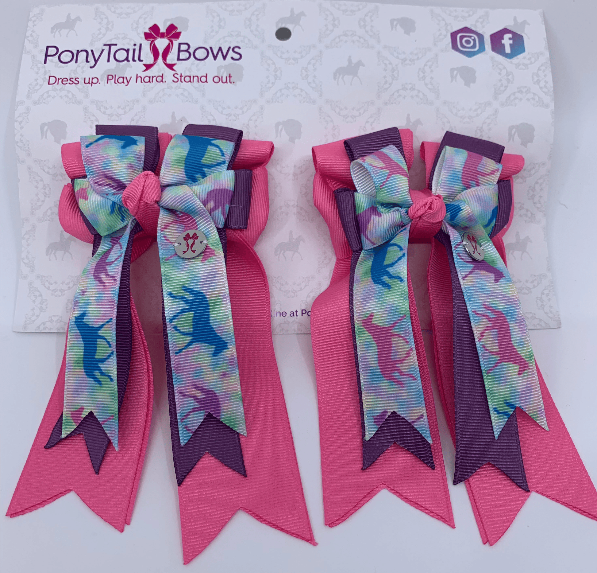 PonyTail Bows 3" Tails PonyTail Bows- Pink Purple Horses equestrian team apparel online tack store mobile tack store custom farm apparel custom show stable clothing equestrian lifestyle horse show clothing riding clothes PonyTail Bows | Equestrian Hair Accessories horses equestrian tack store