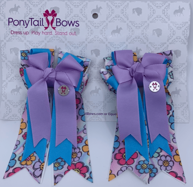 PonyTail Bows 3" Tails PonyTail Bows- Smiley Flower equestrian team apparel online tack store mobile tack store custom farm apparel custom show stable clothing equestrian lifestyle horse show clothing riding clothes PonyTail Bows | Equestrian Hair Accessories horses equestrian tack store