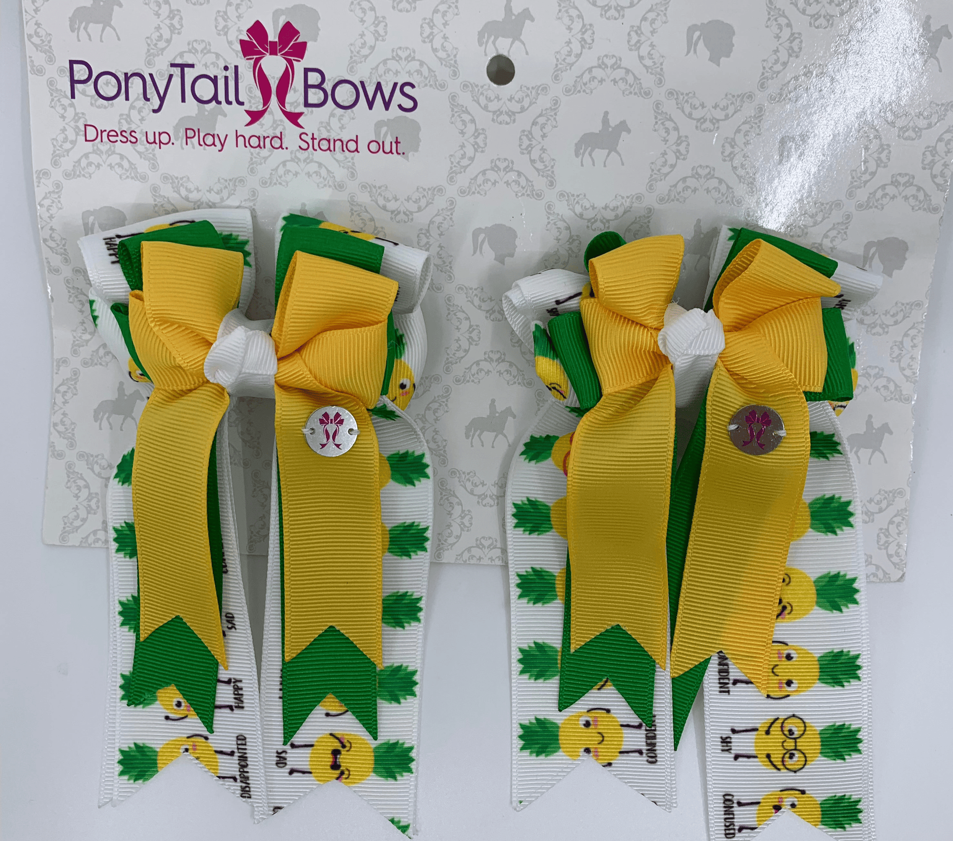 PonyTail Bows 3" Tails PonyTail Bows- Pineapple Emotions equestrian team apparel online tack store mobile tack store custom farm apparel custom show stable clothing equestrian lifestyle horse show clothing riding clothes PonyTail Bows | Equestrian Hair Accessories horses equestrian tack store