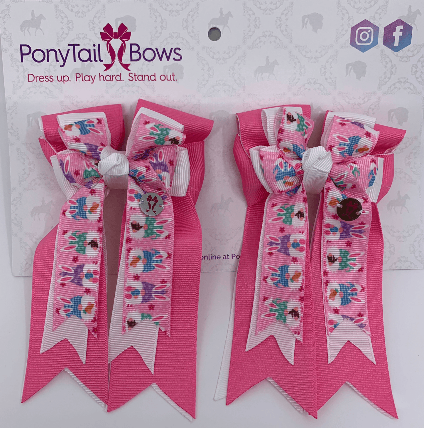 PonyTail Bows 3" Tails PonyTail Bows- Pink Bunny Gnomes equestrian team apparel online tack store mobile tack store custom farm apparel custom show stable clothing equestrian lifestyle horse show clothing riding clothes PonyTail Bows | Equestrian Hair Accessories horses equestrian tack store