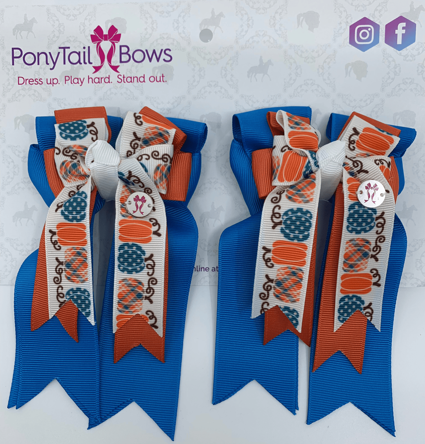 PonyTail Bows 3" Tails PonyTail Bows- Pumkin Fall equestrian team apparel online tack store mobile tack store custom farm apparel custom show stable clothing equestrian lifestyle horse show clothing riding clothes PonyTail Bows | Equestrian Hair Accessories horses equestrian tack store