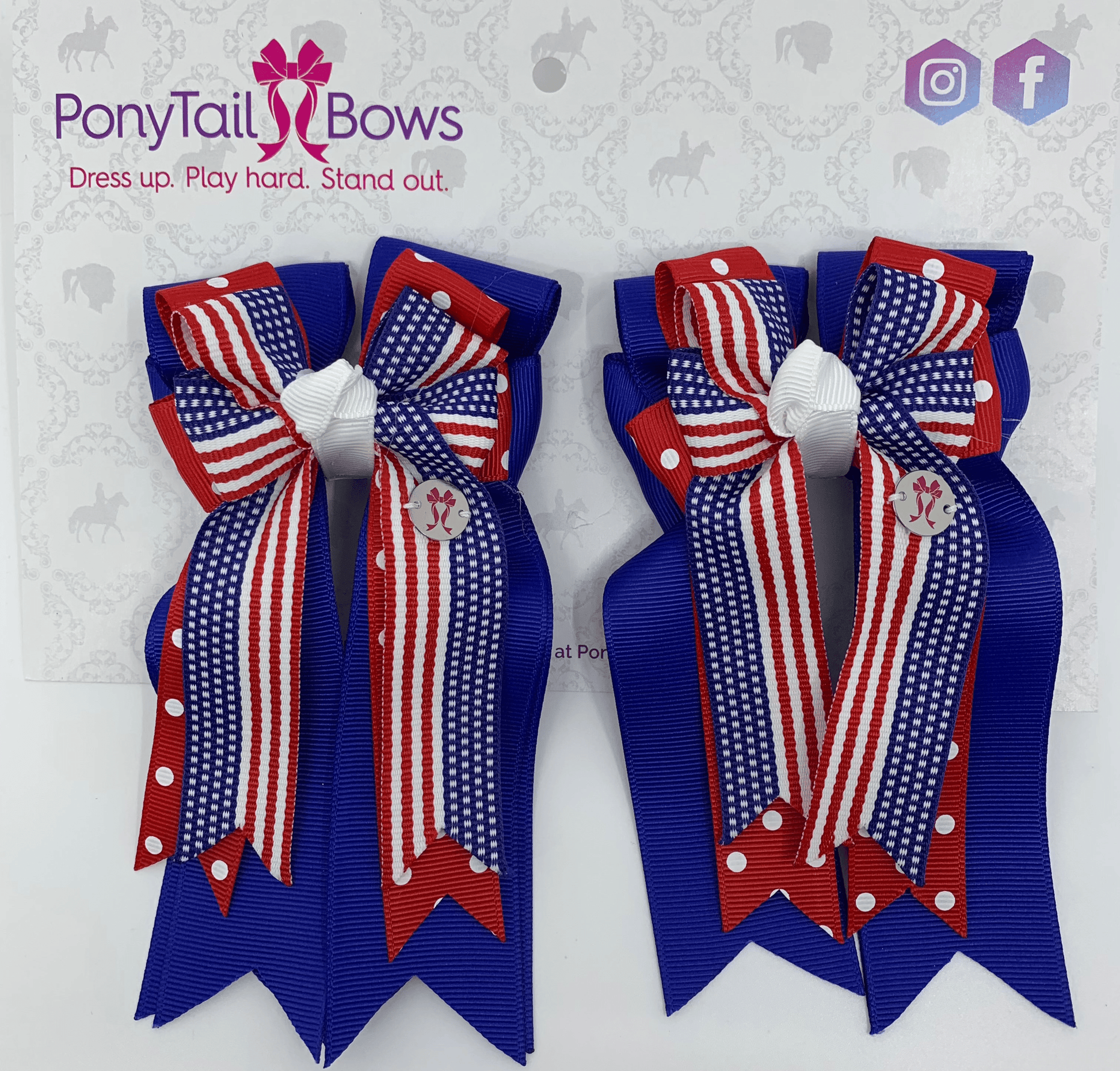 PonyTail Bows 3" Tails PonyTail Bows- USA Red Polka equestrian team apparel online tack store mobile tack store custom farm apparel custom show stable clothing equestrian lifestyle horse show clothing riding clothes PonyTail Bows | Equestrian Hair Accessories horses equestrian tack store