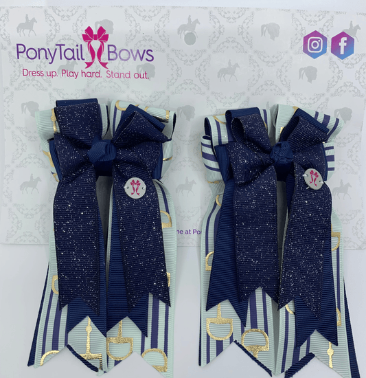 PonyTail Bows 3" Tails PonyTail Bows- Glitter Blue Bits equestrian team apparel online tack store mobile tack store custom farm apparel custom show stable clothing equestrian lifestyle horse show clothing riding clothes PonyTail Bows | Equestrian Hair Accessories horses equestrian tack store