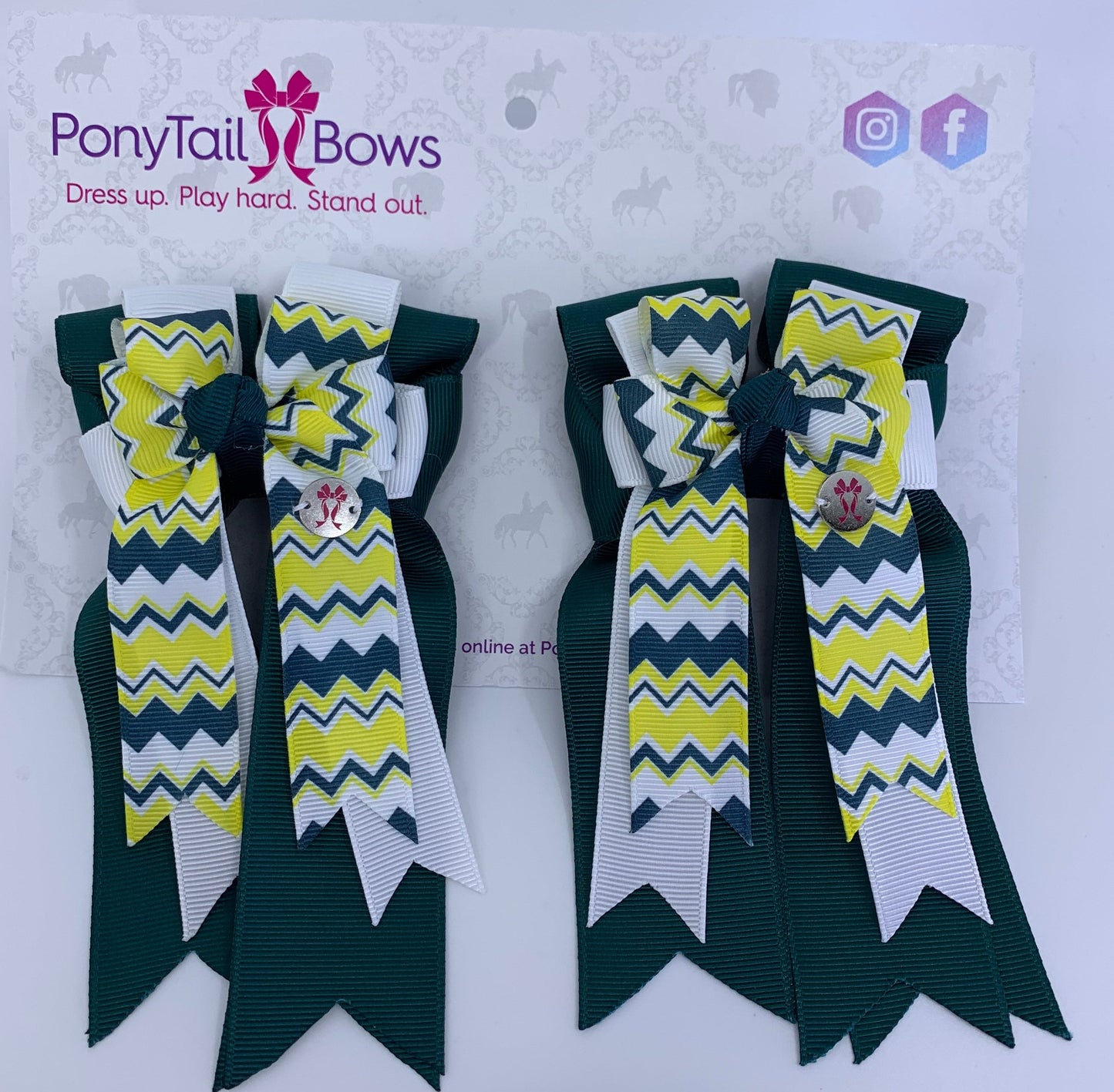 PonyTail Bows- Chevron Jade