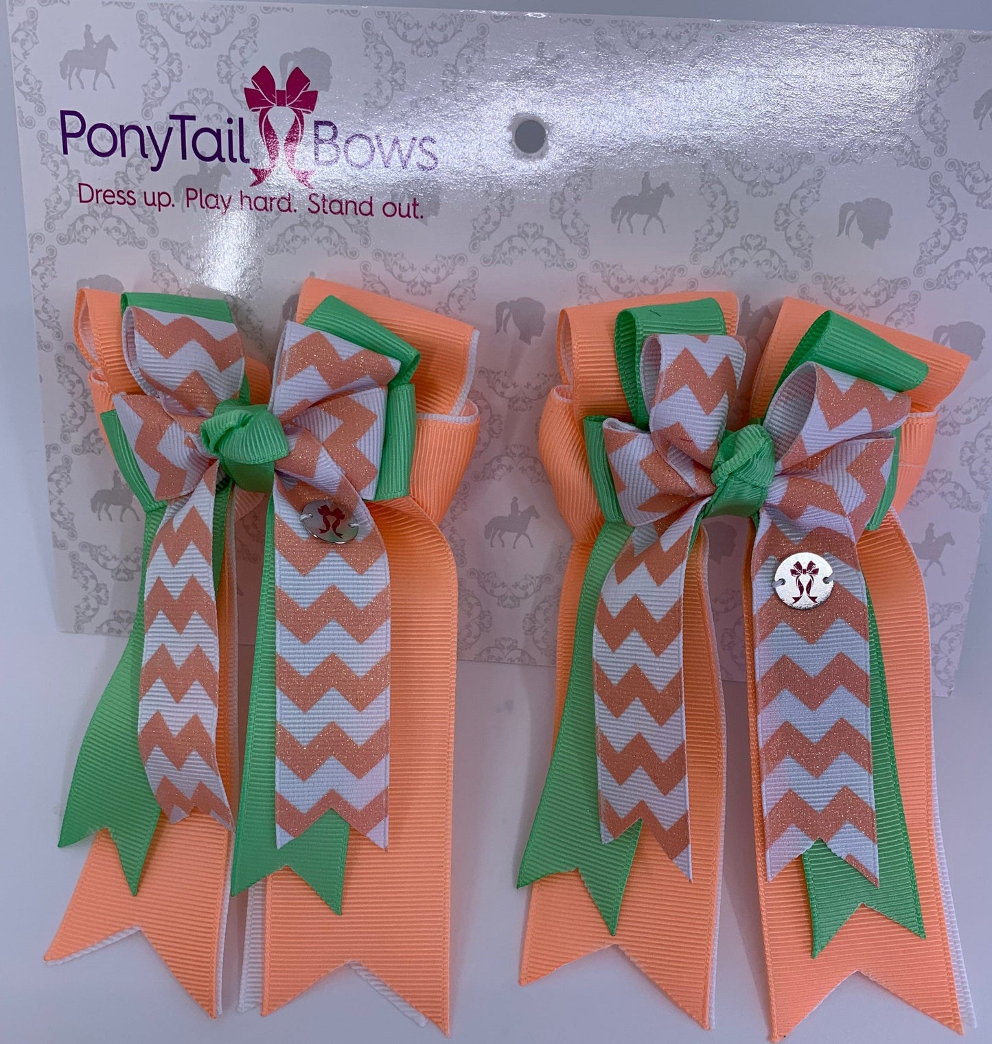 PonyTail Bows 3" Tails PonyTail Bows- Peachy Mint equestrian team apparel online tack store mobile tack store custom farm apparel custom show stable clothing equestrian lifestyle horse show clothing riding clothes PonyTail Bows | Equestrian Hair Accessories horses equestrian tack store