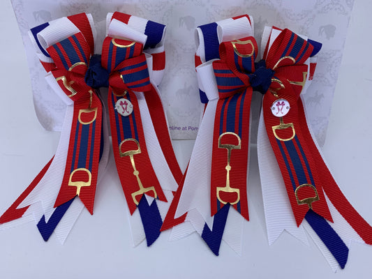PonyTail Bows 3" Tails PonyTail Bows- Red White Striped Bits equestrian team apparel online tack store mobile tack store custom farm apparel custom show stable clothing equestrian lifestyle horse show clothing riding clothes PonyTail Bows | Equestrian Hair Accessories horses equestrian tack store