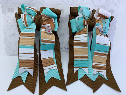 PonyTail Bows 3" Tails PonyTail Bows- Cool Shades Leather Aqua equestrian team apparel online tack store mobile tack store custom farm apparel custom show stable clothing equestrian lifestyle horse show clothing riding clothes PonyTail Bows | Equestrian Hair Accessories horses equestrian tack store