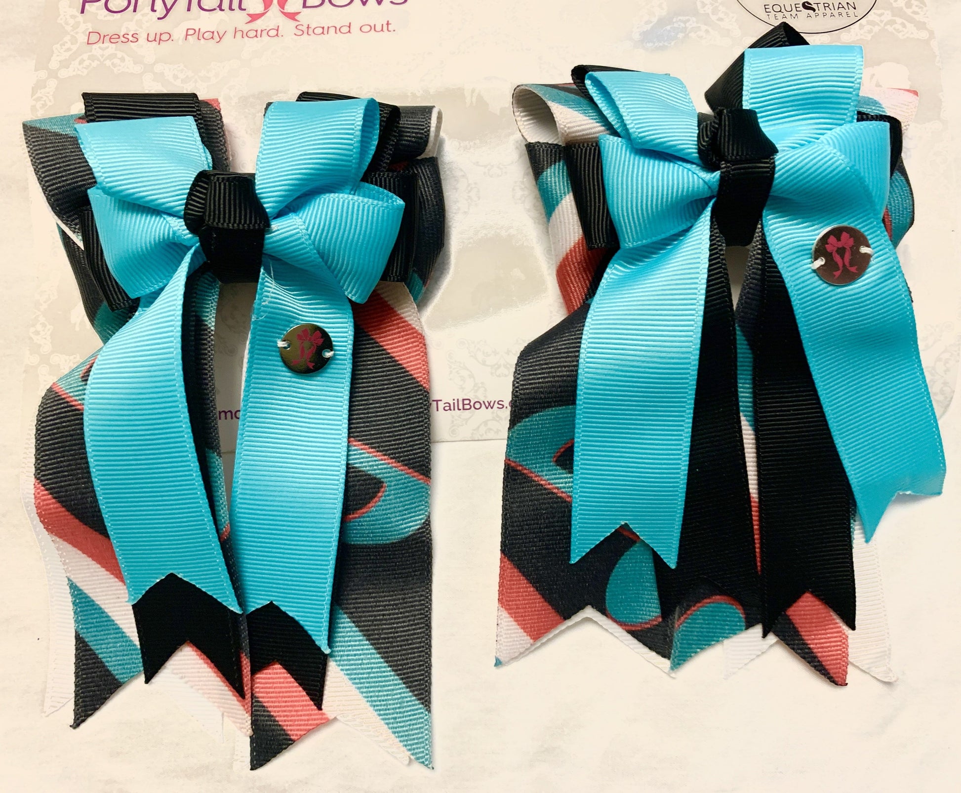 PonyTail Bows 3" Tails TikTok Geometric PonyTail Bows equestrian team apparel online tack store mobile tack store custom farm apparel custom show stable clothing equestrian lifestyle horse show clothing riding clothes PonyTail Bows | Equestrian Hair Accessories horses equestrian tack store