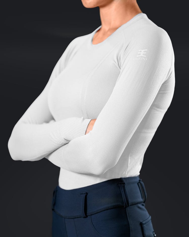 Equestly Women's Shirt Equestly- Lux Seamless Top LS White equestrian team apparel online tack store mobile tack store custom farm apparel custom show stable clothing equestrian lifestyle horse show clothing riding clothes horses equestrian tack store