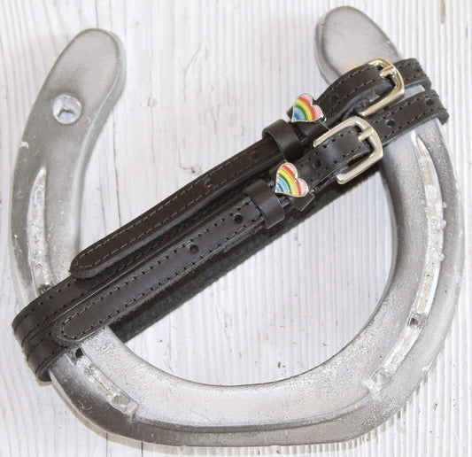 ManeJane Black Spur Straps Rainbow Heart Spur Straps equestrian team apparel online tack store mobile tack store custom farm apparel custom show stable clothing equestrian lifestyle horse show clothing riding clothes horses equestrian tack store