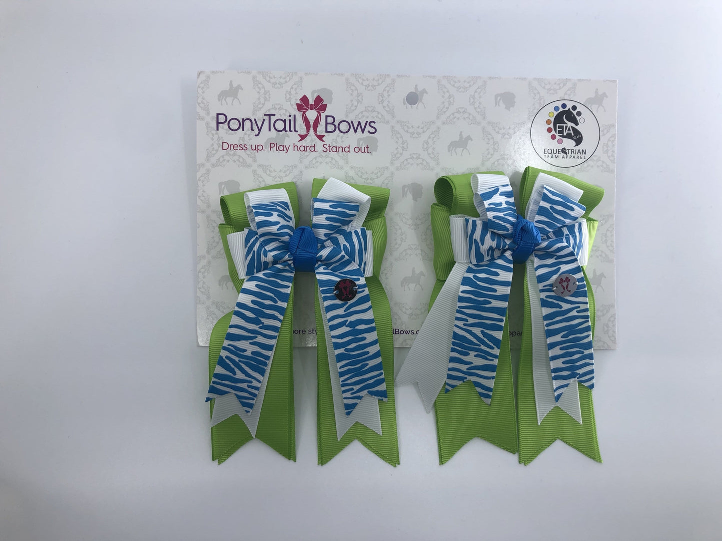 PonyTail Bows 3" Tails Zebra Blue PonyTail Bows equestrian team apparel online tack store mobile tack store custom farm apparel custom show stable clothing equestrian lifestyle horse show clothing riding clothes PonyTail Bows | Equestrian Hair Accessories horses equestrian tack store