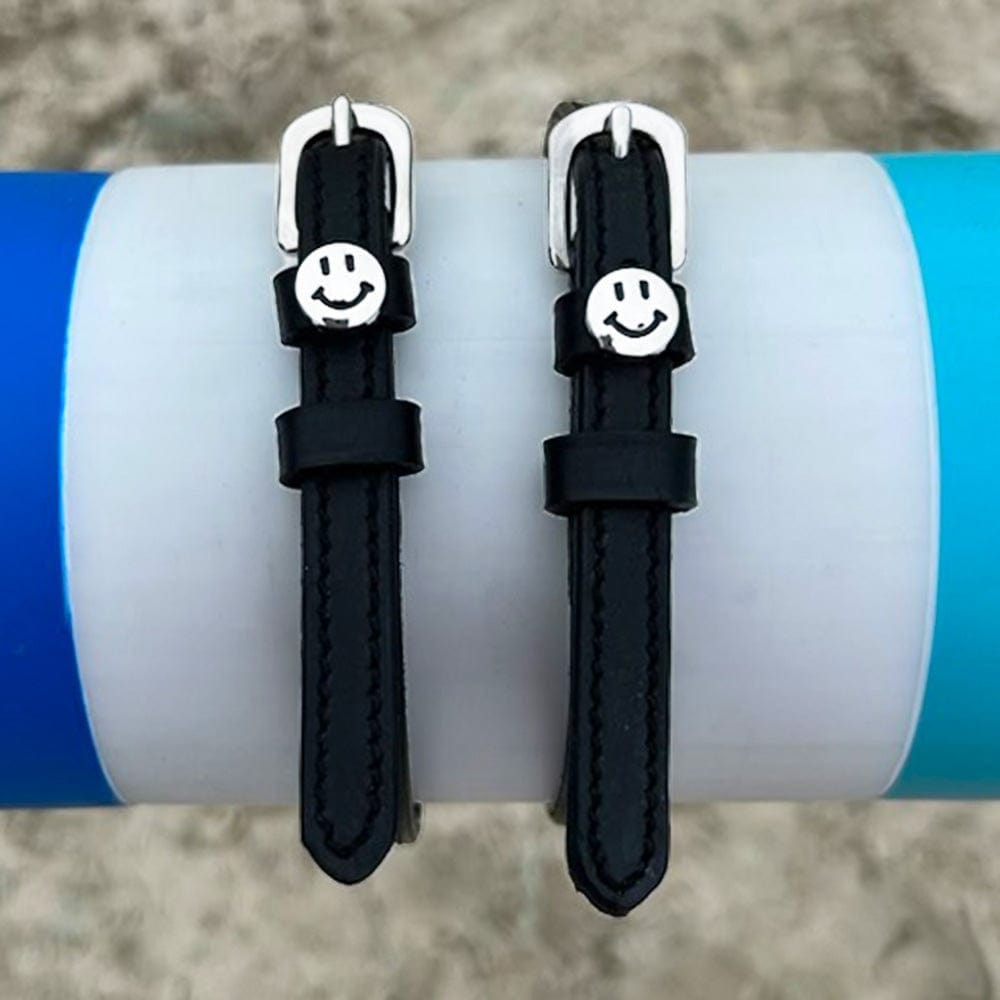ManeJane Black Spur Straps Mane Jane- Happy Face Spur Straps equestrian team apparel online tack store mobile tack store custom farm apparel custom show stable clothing equestrian lifestyle horse show clothing riding clothes horses equestrian tack store