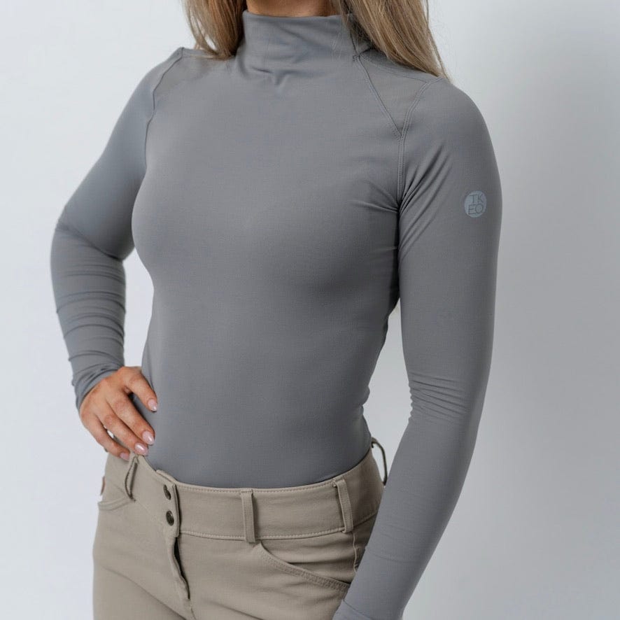 TKEQ Long Sleeve Tech Shirt TKEQ- Chloe High Collar Tech Top LS equestrian team apparel online tack store mobile tack store custom farm apparel custom show stable clothing equestrian lifestyle horse show clothing riding clothes horses equestrian tack store