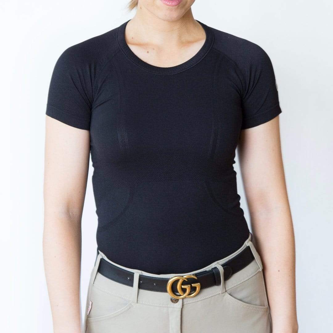 TKEQ Women's Casual Shirt Kennedy Seamless Short Sleeve Shirt- Black equestrian team apparel online tack store mobile tack store custom farm apparel custom show stable clothing equestrian lifestyle horse show clothing riding clothes horses equestrian tack store