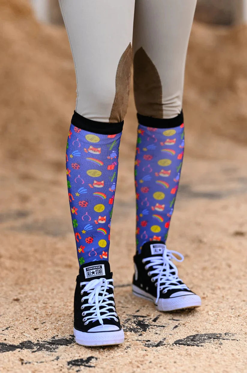 dreamers & schemers Boot Sock Dreamers & Schemers- Lucky Duck equestrian team apparel online tack store mobile tack store custom farm apparel custom show stable clothing equestrian lifestyle horse show clothing riding clothes Unicorns & Fluffy Clouds Horse Riding  Boot Socks horses equestrian tack store