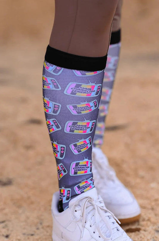 dreamers & schemers Boot Sock Dreamers & Schemers-  Main Character equestrian team apparel online tack store mobile tack store custom farm apparel custom show stable clothing equestrian lifestyle horse show clothing riding clothes Unicorns & Fluffy Clouds Horse Riding  Boot Socks horses equestrian tack store