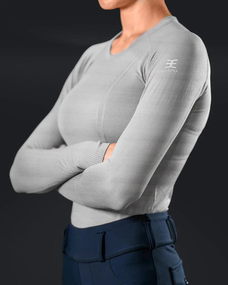 Equestly Women's Shirt Equestly Lux Seamless Top LS - Slate equestrian team apparel online tack store mobile tack store custom farm apparel custom show stable clothing equestrian lifestyle horse show clothing riding clothes horses equestrian tack store